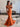 Deep V-Neck Crystal Mermaid Prom Dress - Orange