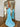 Halter Bow Back Bodice Pleated Long Mermaid Prom Dress - Baby Blue