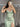 Cut Waist Ruched Sparkly Beading Bodice Mermaid Prom Dress With Slit - Sage Green
