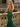 Sparkly Beading Cut Front Lace Up Ruched Bodice Long Mermaid Prom Dress in Emerald Green