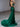 Sparkly Beading Cut Front Lace Up Ruched Bodice Long Mermaid Prom Dress - Emerald Green
