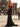Bow Cut Front Hot Fix Crystal Illusion Long Mermaid Prom Dress - Black
