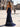Luxury Hot Fix Crystal Halter Corset Mermaid Long Prom Dress With Slit - Navy Blue