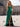 Luxury Hot Fix Crystal Halter Corset Mermaid Long Prom Dress With Slit - Emerald Green