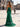 Luxury Hot Fix Crystal Halter Corset Mermaid Long Prom Dress With Slit - Emerald Green