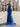 Spaghetti Shoulder Straps Bodice Pleated Mermaid Long Prom Dress With Slit - Navy Blue
