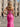 Hot Fix Crystal Illusion Ruffle Hem Long Mermaid Prom Dress With Slit - Hot Pink