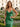 V-Neck Appliques Satin Backless Long Prom Dress - Emerald Green