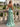 V-Neck Appliques Satin Backless Long Prom Dress - Mint Green
