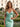 V-Neck Appliques Satin Backless Long Prom Dress - Mint Green
