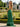 Backless V-Neck Satin Long Mermaid Prom Dress With Drop Train in Emerald Green