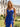V-Neck Sparkly Appliques Ruched Long Mermaid Prom Dress With Slit in Royal Blue