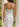 V-Neck Polka Dot Ribbon Bust Long  Mermaid Prom Dress in White