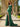 Cut Front Croset Bodice Mermaid Prom Dress With Slit - Emerald Green