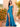 Cut Front Croset Bodice Mermaid Prom Dress With Slit - Peacock Blue