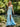 Cut Front Luxury Hot Fix Mermaid Long Evening Dress - Blue