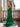 Crystal Cut Front Pleated Mermaid Prom Dress - Emerald Green