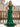 Crystal Cut Front Pleated Mermaid Prom Dress - Emerald Green