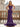 Crystal Cut Front Pleated Mermaid Prom Dress - Purple