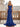 Crystal Cut Front Pleated Mermaid Prom Dress - Royal Blue