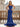 Crystal Cut Front Pleated Mermaid Prom Dress - Royal Blue