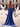 Sparkly Beading Bodice Long Mermaid Prom Dress With Removable Drop Train - Royal Blue