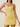 Tank Bodice Ruched Square Neck Lace Up Mini Sheath Prom Dress in Yellow