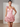Pleated Shoulder Flowers V-Neck Zipped Sheath Short Graduation Dress in Pink