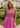 Halter Appliques Cut Front Lace Up Long A-Line Prom Dress in Hot Pink