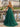 Square Neck Appliques Sheer Lace Up Long A-Line Prom Dress in Emerald Green