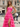 Ruffle Ruched Lace Up Bodice Long A-Line Prom Dress - Hot Pink