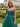 V-Neck Sparkly Appliques Cut Front Lace Up Long A-Line Prom Dress in Emerald Green
