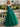 V-Neck Sparkly Appliques Cut Front Lace Up Long A-Line Prom Dress in Emerald Green