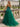 V-Neck Sparkly Appliques Cut Front Lace Up Long A-Line Prom Dress in Emerald Green