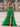 Sweetheart Ruched Bust Ruffle Hem Lace Up Long Ball Gown Prom Dress With Slit - Emerald Green
