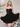 3D Rose Strapless Layered Mini Ball Gown Prom Dress - Black