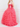 Strapless 3D Flower Lace Up Pleated Bodice Ball Gown Prom Dress - Pink