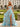 Sparkly Beading Tiered Ruffle Corset Ball Gown Baby Blue Floral Long Prom Dress With Slit