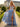 Sparkly Beading Ruffle Bodice Ball Gown Long Prom Dress - Blue Floral