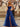 Lace Ruched Bust Layered Ruffle Hem Long Ball Gown Prom Dress With Slit - Royal Blue