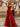 Lace Ruched Bust Layered Ruffle Hem Long Ball Gown Prom Dress With Slit - Red