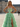 Bow Front Hot Fix Crystal Corset Long Layered Ruffle Hem Prom Dress  - Mint Green