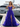 Spaghetti Strap V-Neck Ruffle Ball Gown Long Prom Dress With Split in Purple