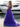 Spaghetti Strap V-Neck Ruffle Ball Gown Long Prom Dress With Split in Purple