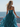 Spaghetti Strap V-Neck Ruffle Ball Gown Long Prom Dress With Split in Peacock Blue