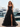 Spaghetti Strap V-Neck Ruffle Ball Gown Long Prom Dress With Split in Black