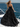 Spaghetti Strap V-Neck Ruffle Ball Gown Long Prom Dress With Split in Black