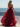 Spaghetti Strap V-Neck Ruffle Ball Gown Long Prom Dress With Split in Burgundy
