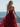 Spaghetti Strap V-Neck Ruffle Ball Gown Long Prom Dress With Split in Burgundy