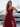 Spaghetti Strap V-Neck Ruffle Ball Gown Long Prom Dress With Split in Burgundy